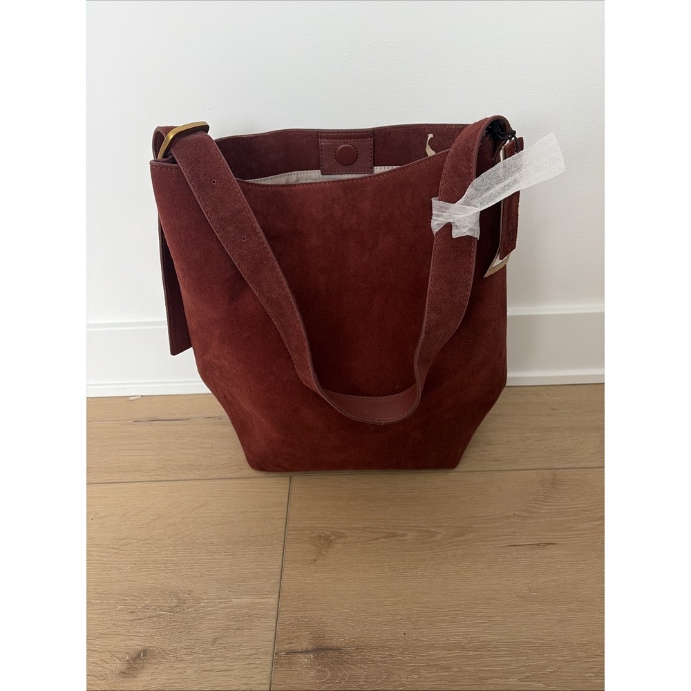 Margot‎ New York Kaye Bucket Tote Suede Minimalist Bag Burgundy Purse New w/ Tag